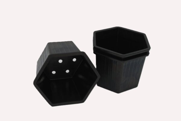 Pflanztopf Hexagon, schwarz, 3er Set